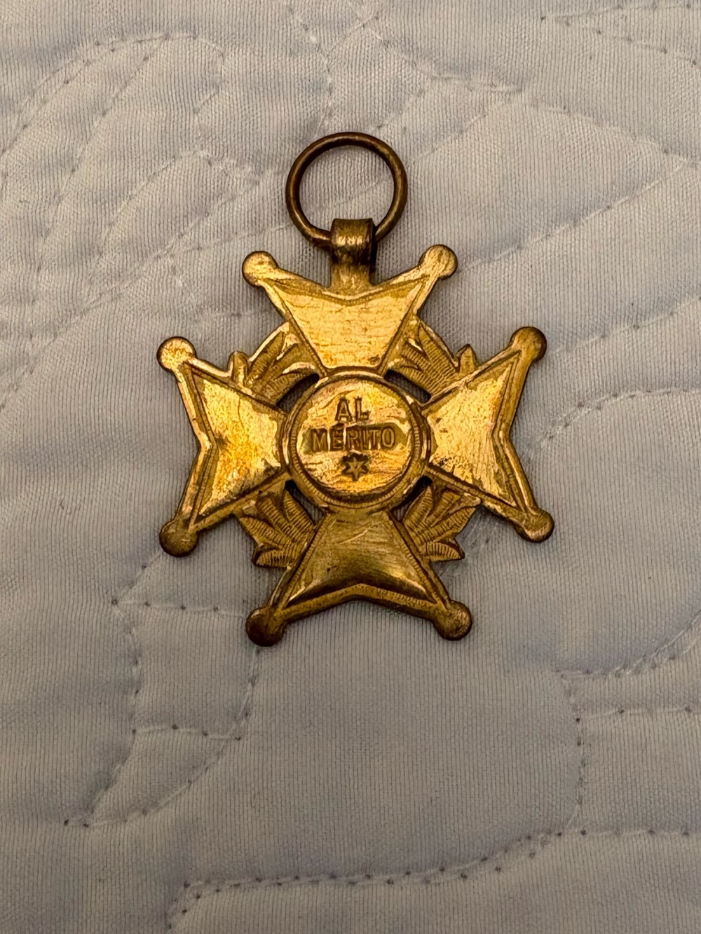 Gold tone brass merit charm award pendant vintage